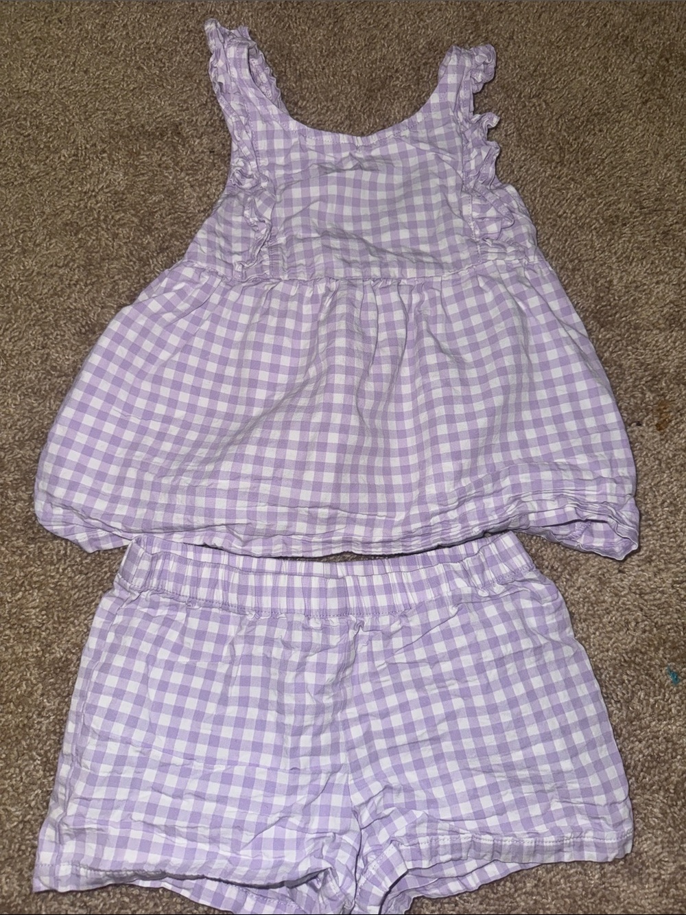 Carter's Lilac Gingham Ruffle Tank & Shorts Set
